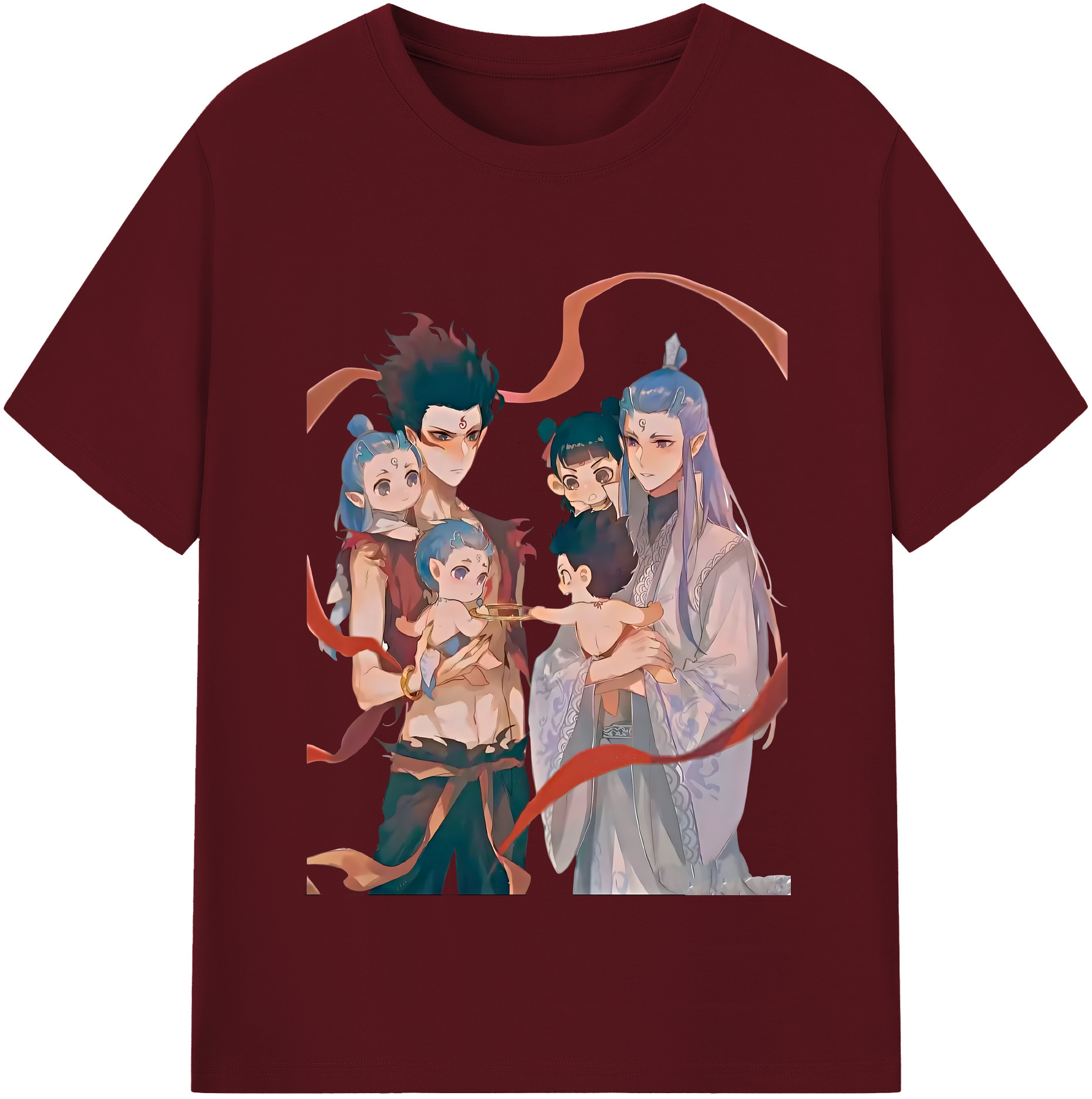 （画像用） Ne Zha 2 ナタ 魔童の大暴れ 綿100％半袖Tシャツ（フロントプリント）